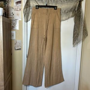 Retreat tan knitted flared pants
